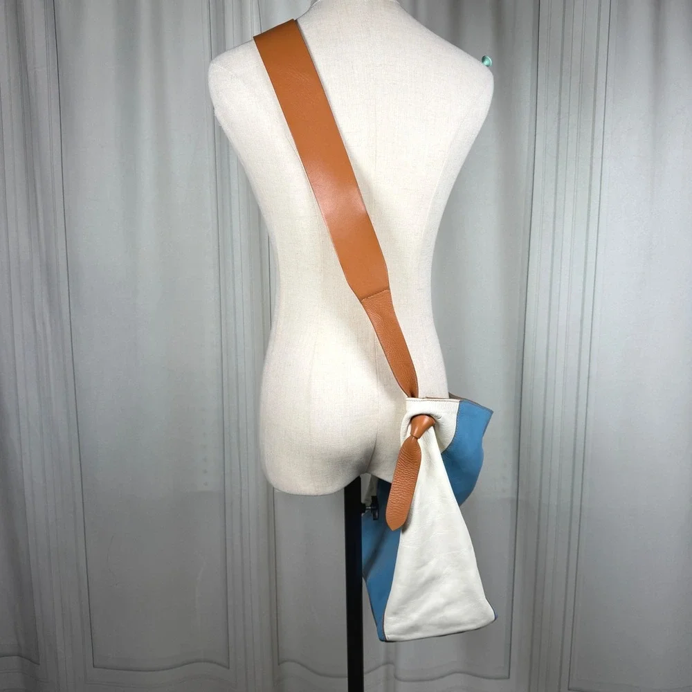 Vittoria Napoli Italian Leather Color-Block Hobo Bag